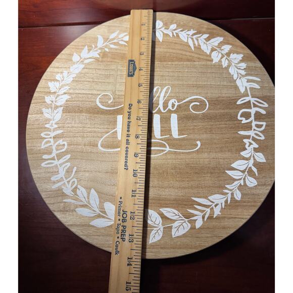 "Hello Fall" Themed Wooden Lazy Susan Holiday Table Decor Thanksgiving Autumn - Picture 4 of 6